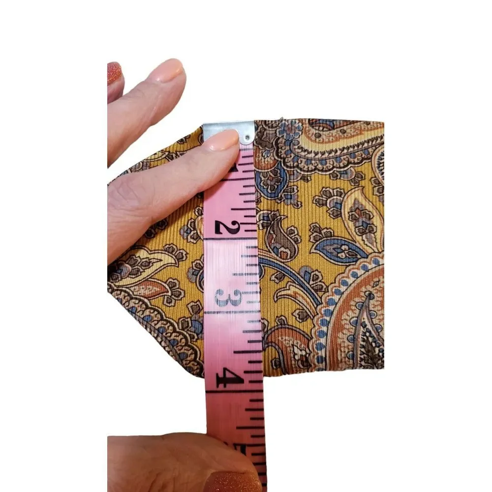 JOS. A.‎ BANK Signature Collection 100% Silk Tie Made in Italy Mustard Paisley